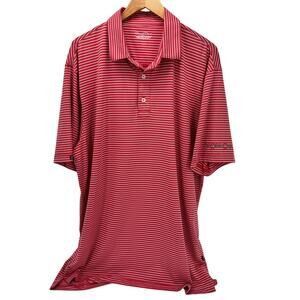 Straight Down Polo Shirt Mens XL Reg Gray Stripe YE OLDE‎ CUP Logo Golf Top